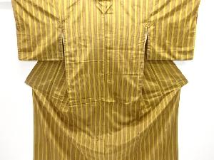 縞織り出し手織り紬着物